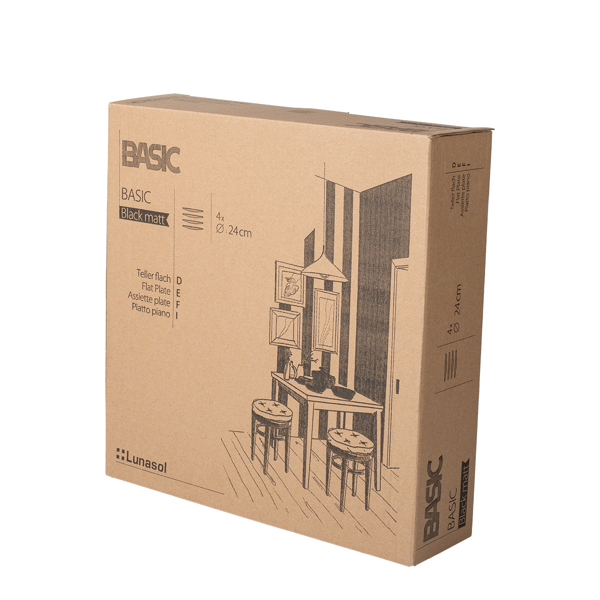 Lapos tányér 24 cm 4 db - Basic fekete matt