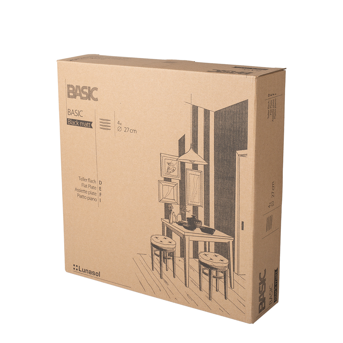 Lapos tányér 27 cm 4 db - Basic fekete matt