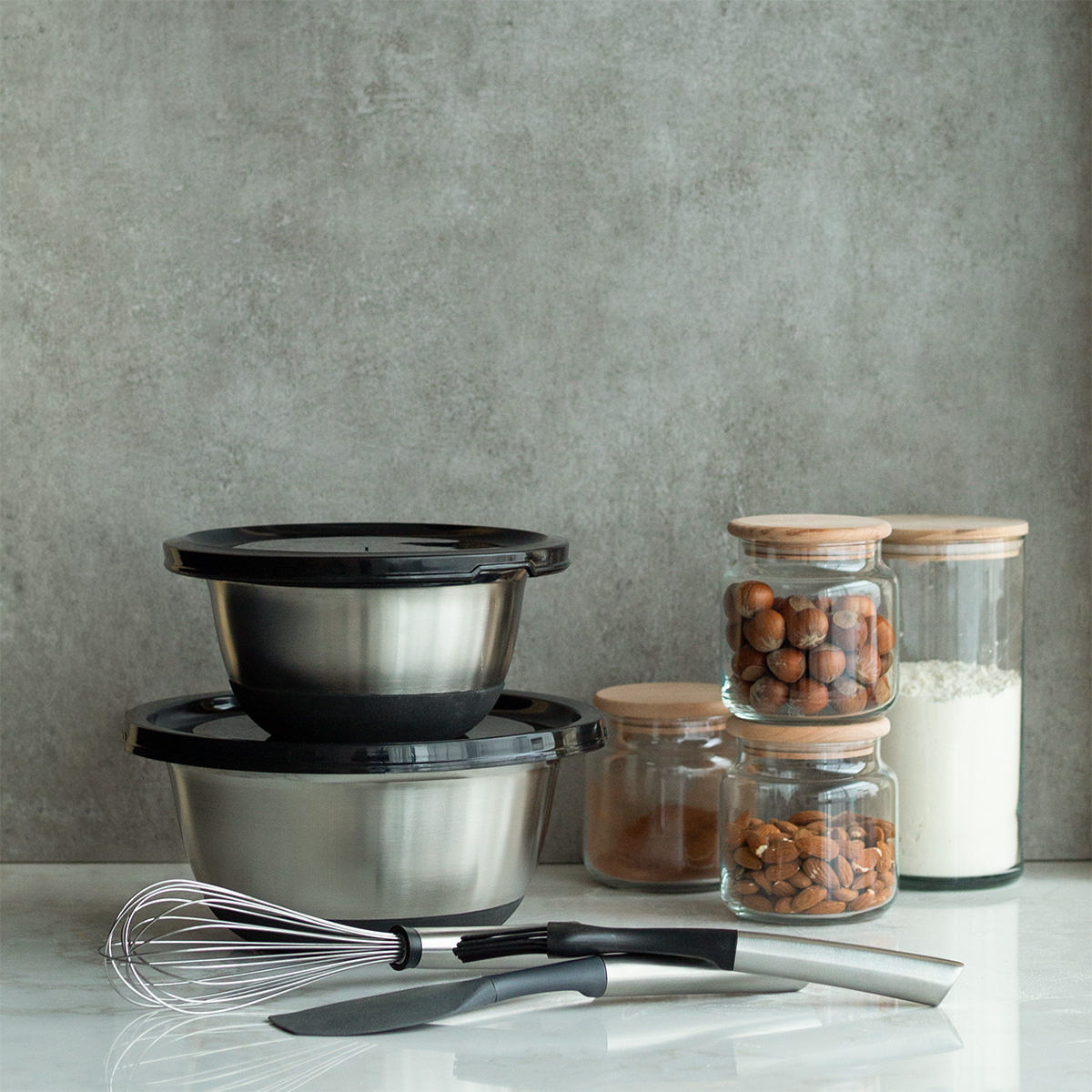 Keverőtál készlet fedővel 4 db – Basic Kitchen