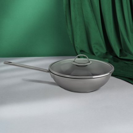 Wok üvegfedővel ø 28 cm | Orion Inox