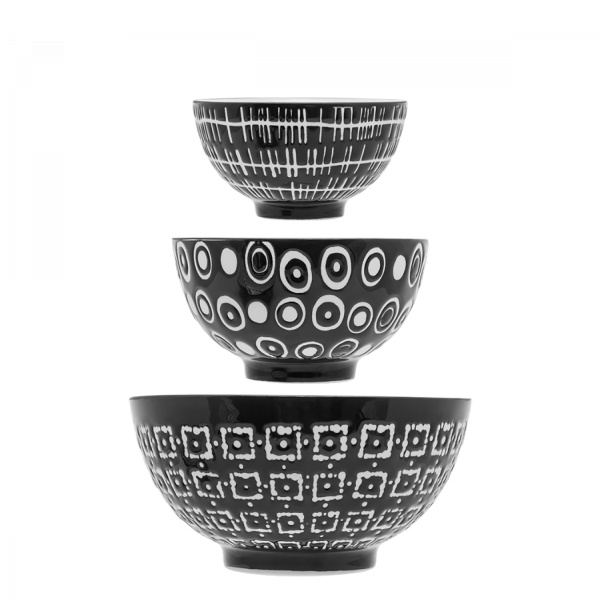 Gabonapelyhes tálkészlet 3 db - Basic Dots Black