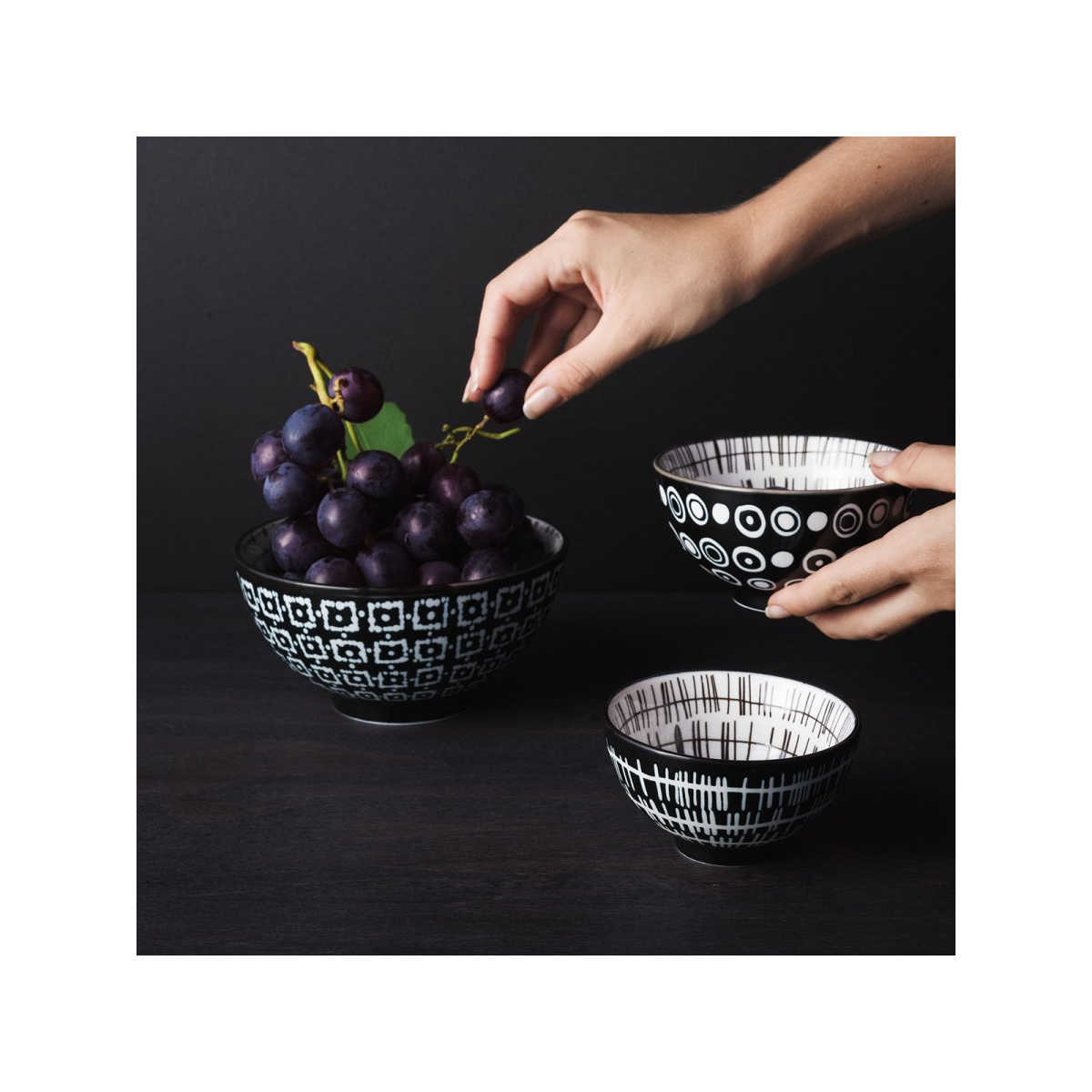 Gabonapelyhes tálkészlet 3 db - Basic Dots Black