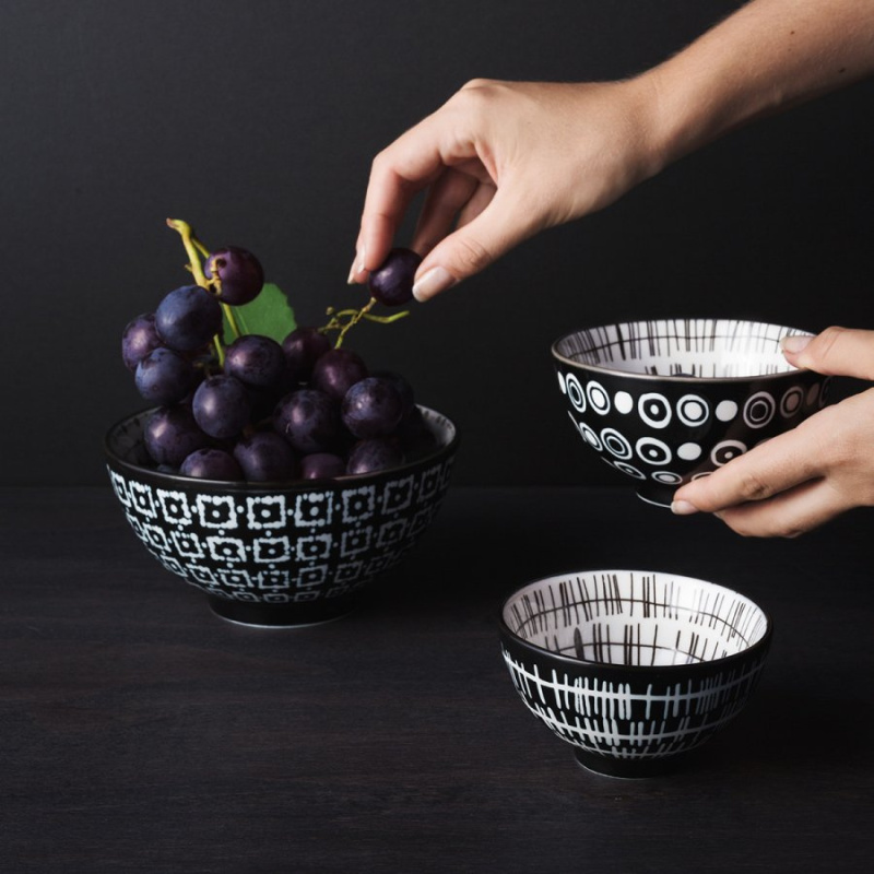 Gabonapelyhes tálkészlet 3 db - Basic Dots Black