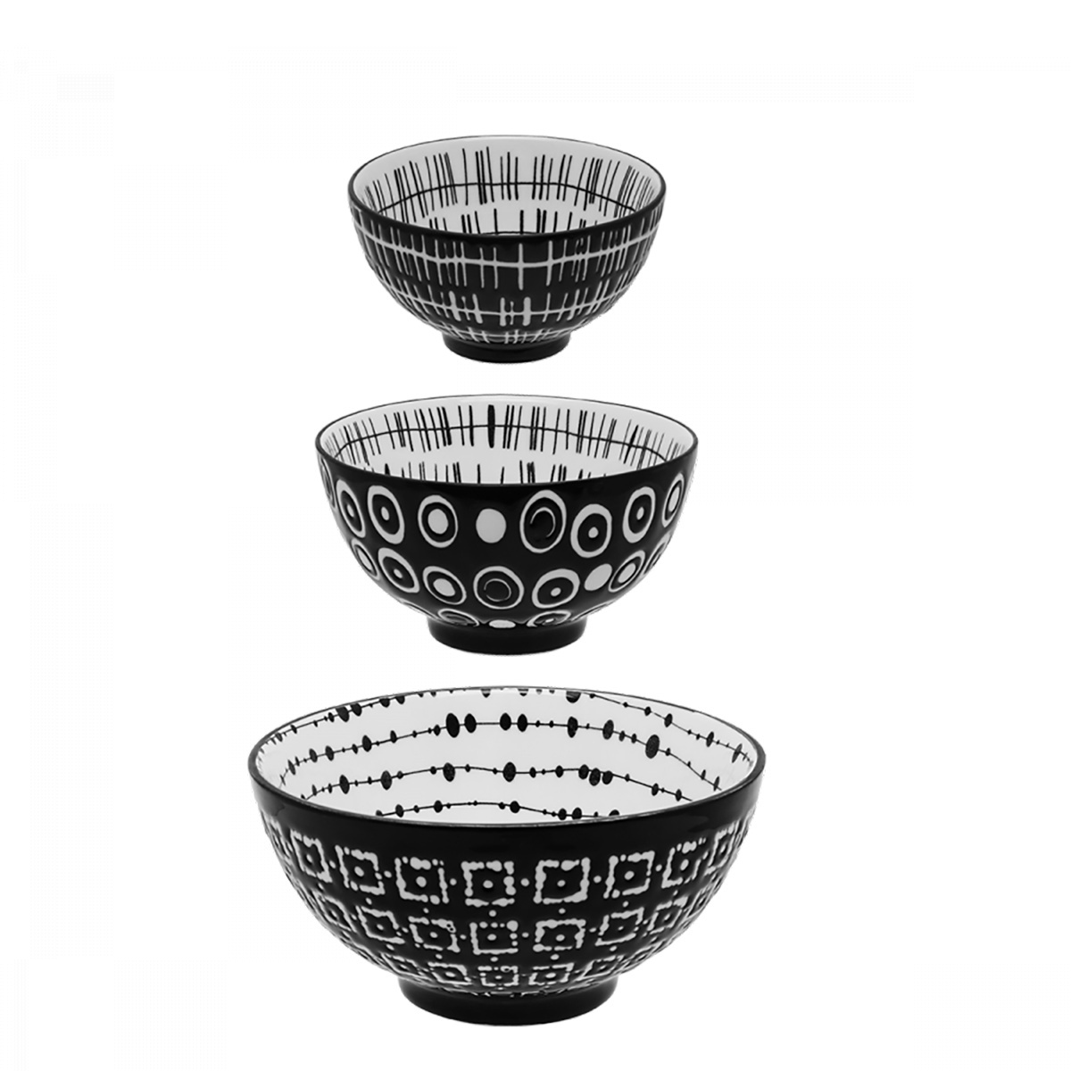 Gabonapelyhes tálkészlet 3 db - Basic Dots Black