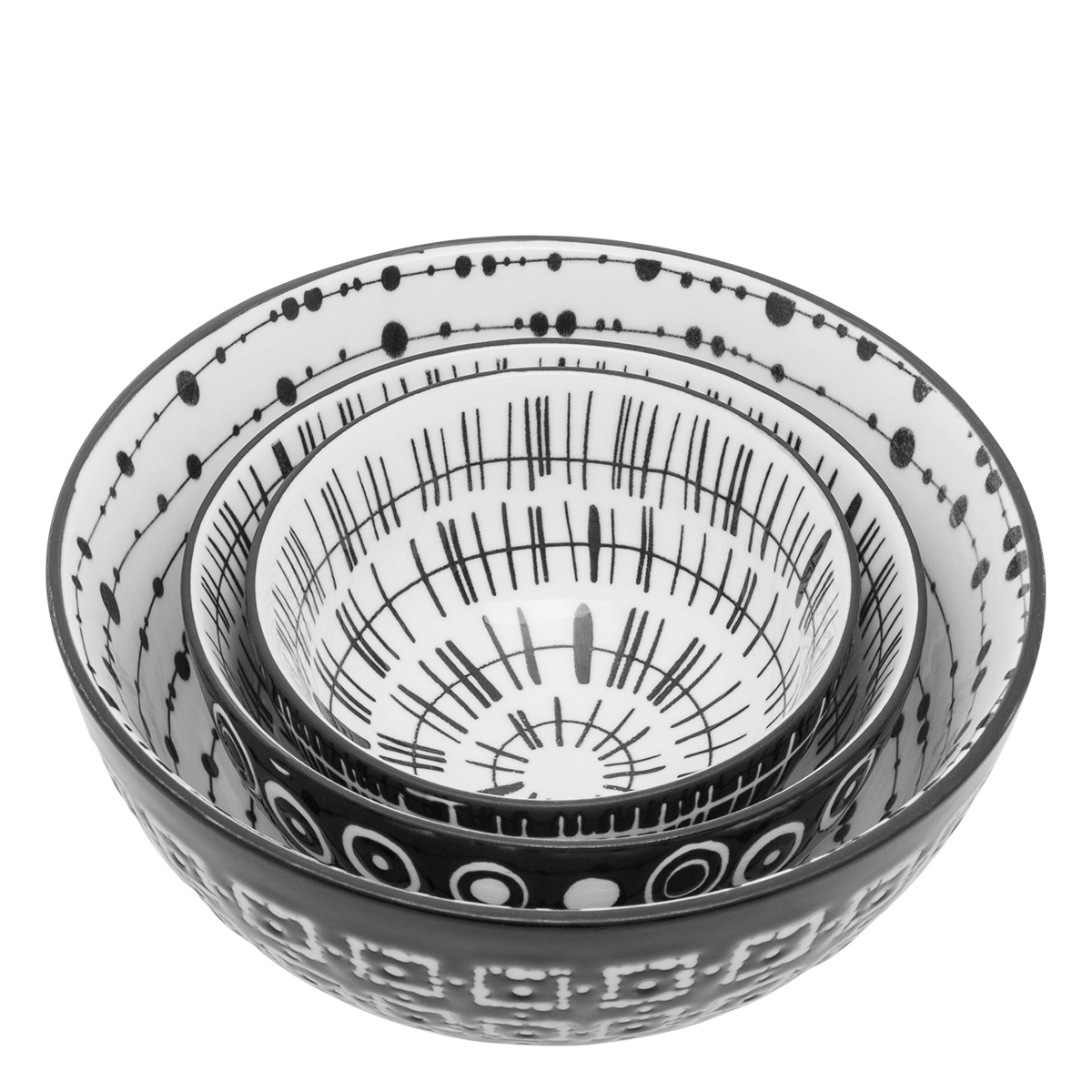 Gabonapelyhes tálkészlet 3 db - Basic Dots Black