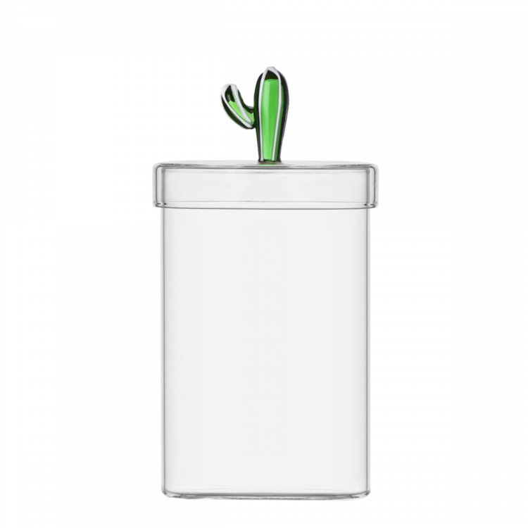 Üvegedény fedővel, zöld kaktusszal ø 10,8 cm - Ichendorf