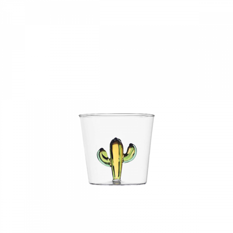Pohár borostyánzöld kaktusszal 350 ml