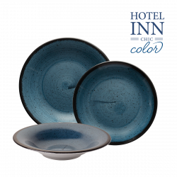 18 db-os porcelánkészlet kék - Hotel Inn Chic színes